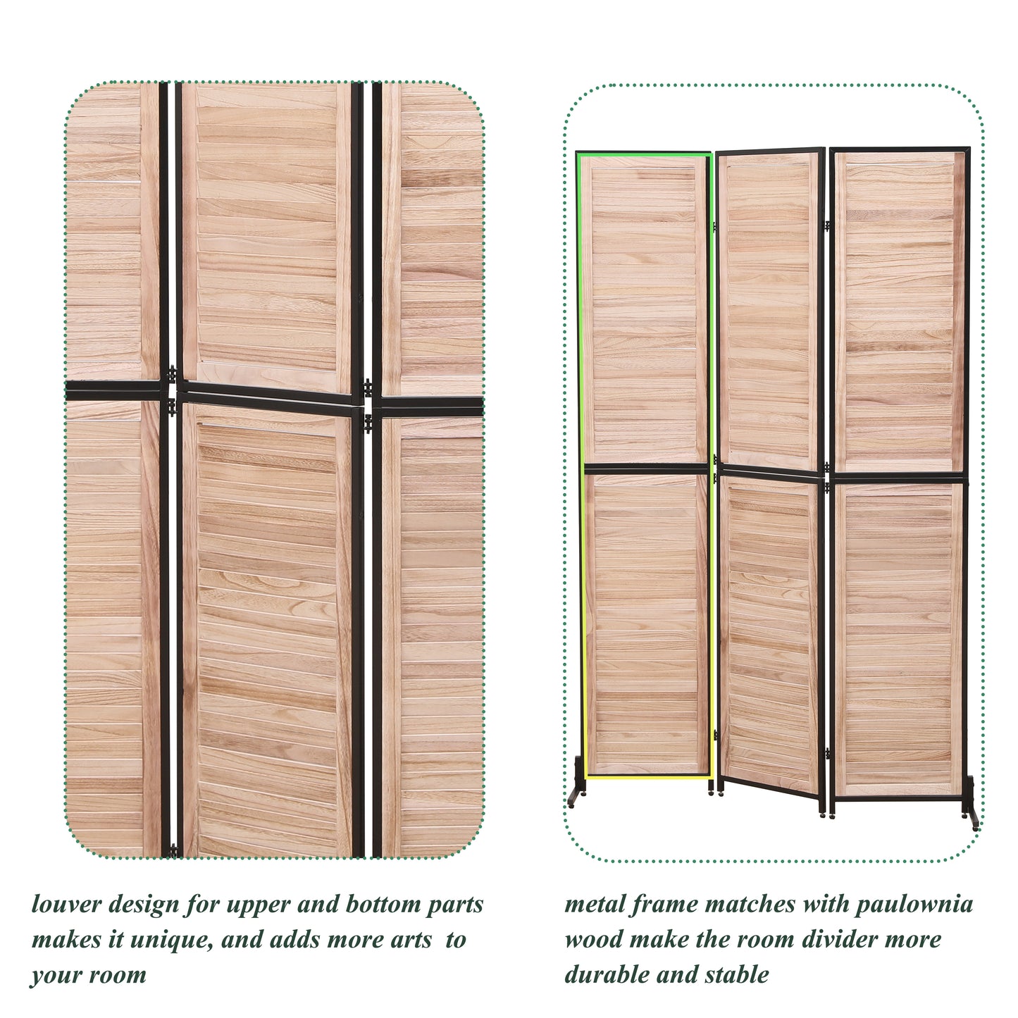 Natural Wooden Folding Room Divider - Stylish Privacy Screen