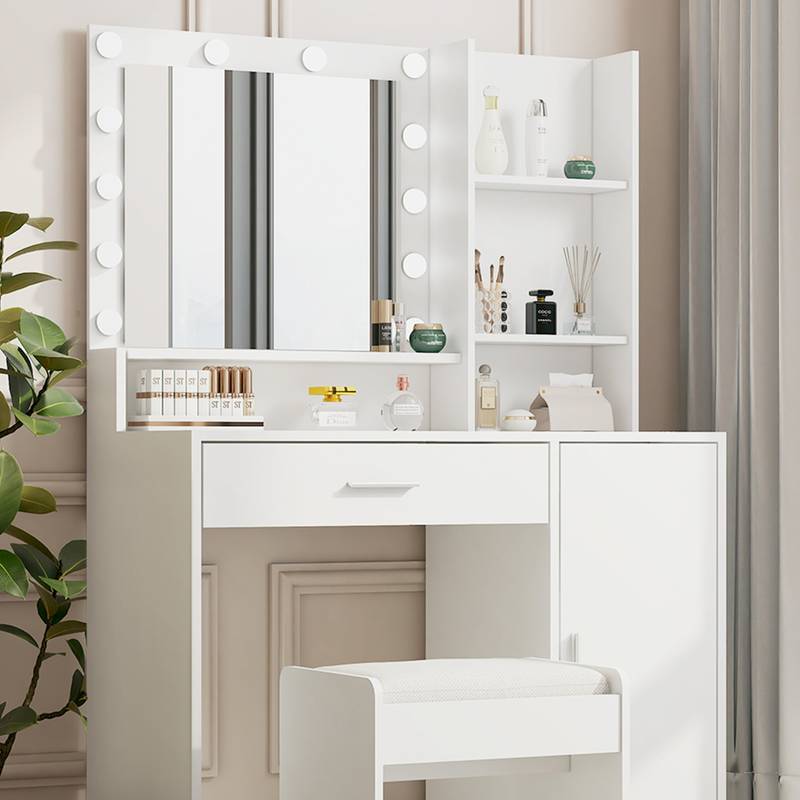 Glam Up Vanity Set with Mirror & Lights