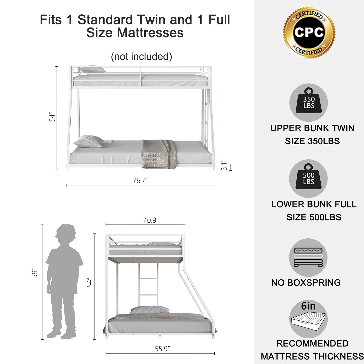 Sturdy Metal Bunk Bed - Fun & Easy Climb for All Ages!