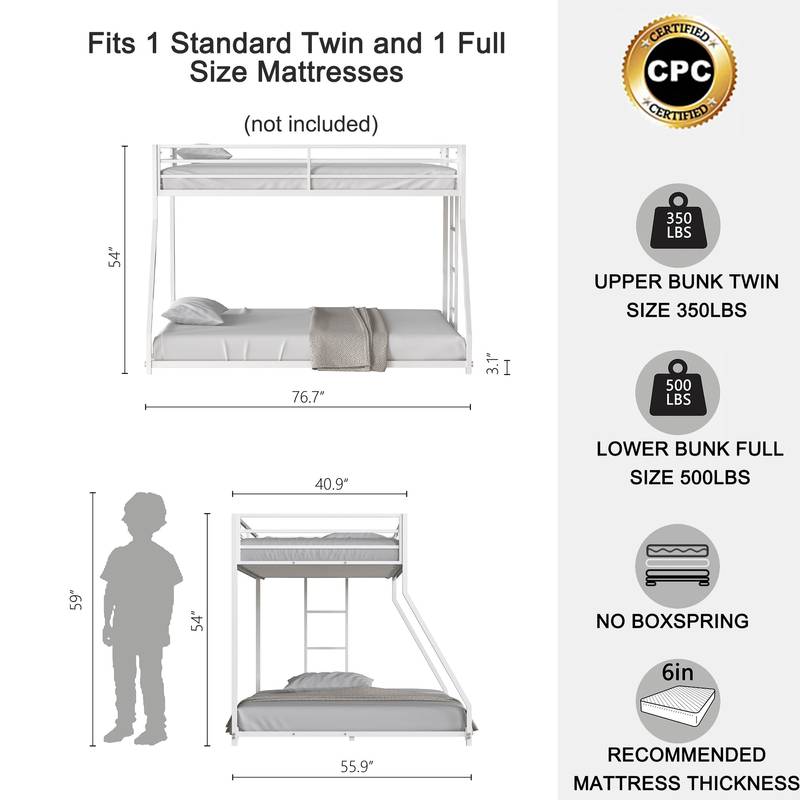 Sturdy Metal Bunk Bed - Fun & Easy Climb for All Ages!