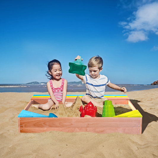 Sunny Days Wooden Sandbox for Kids