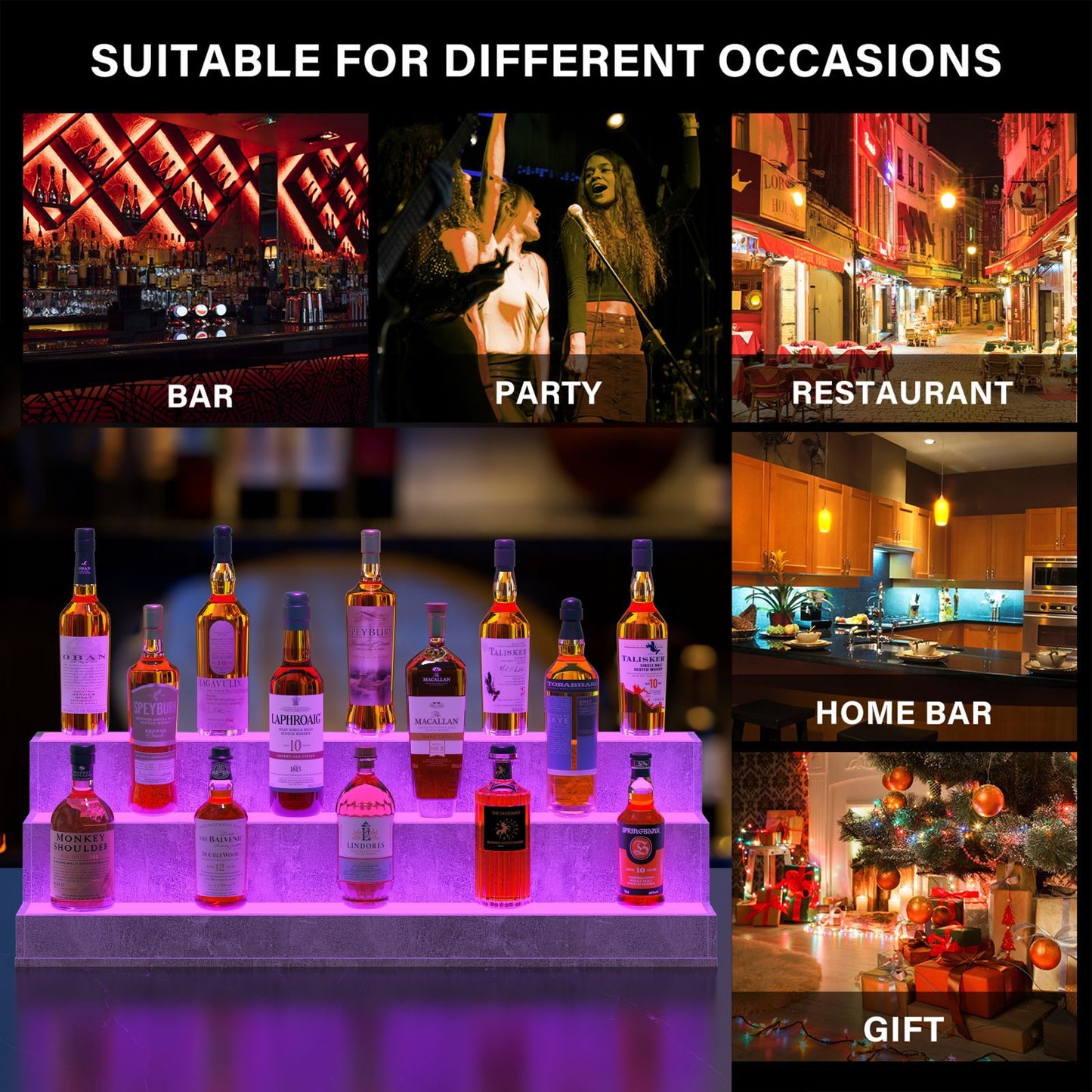 Illuminate Your Bar: Smart LED Bottle Display Shelf