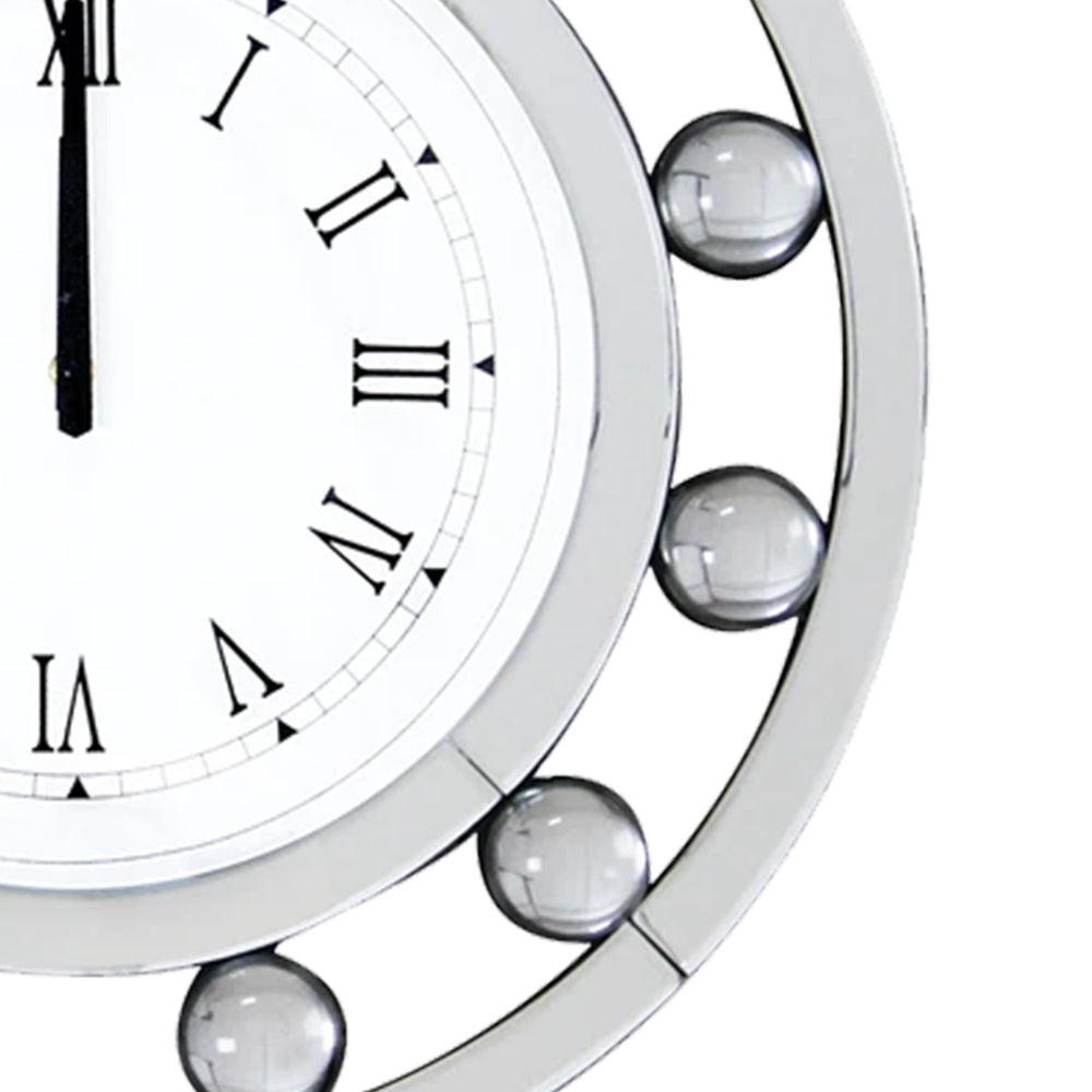 Chic White Round Mirror Clock