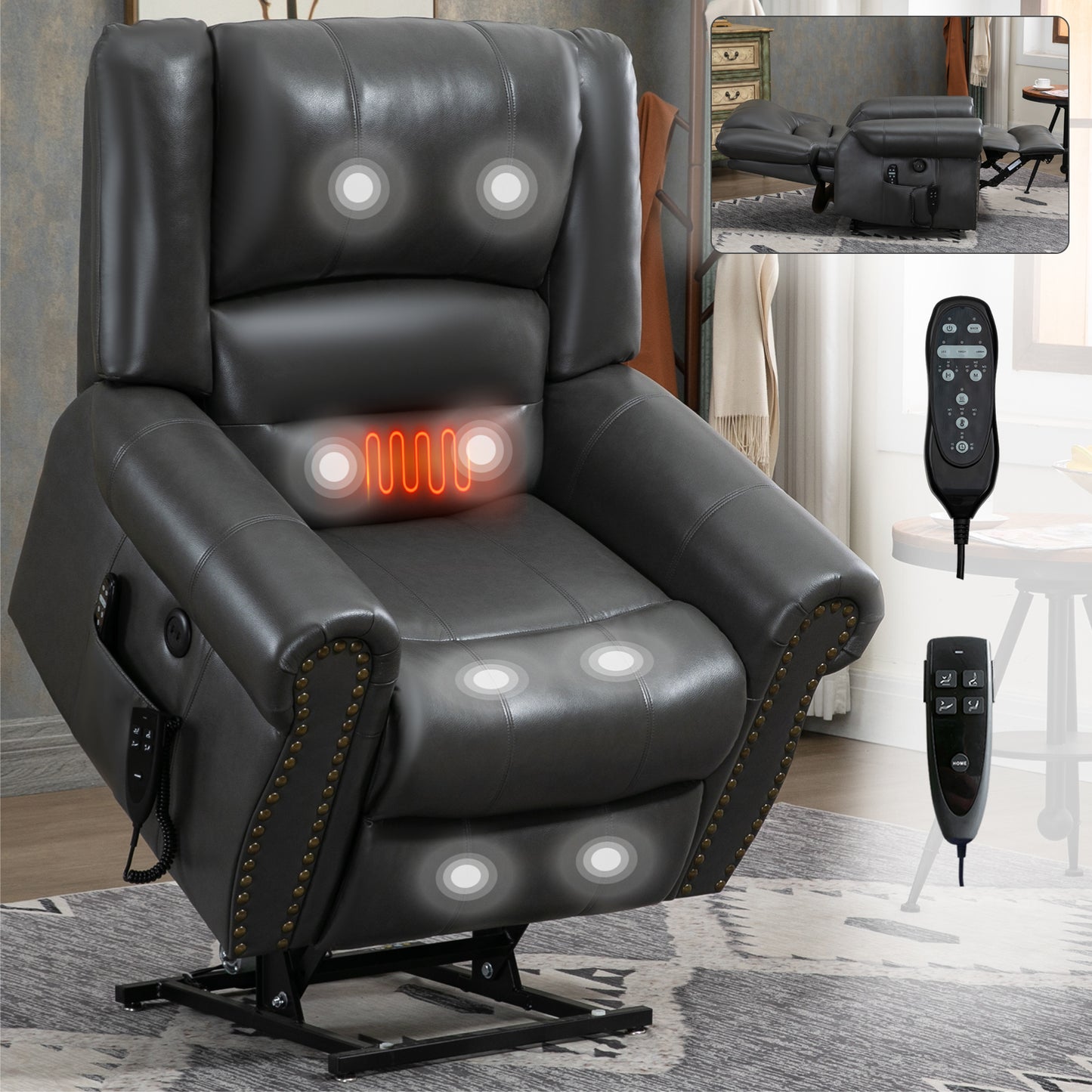 CozyLift Recliner with Heat & Massage - Heavy Duty Comfort