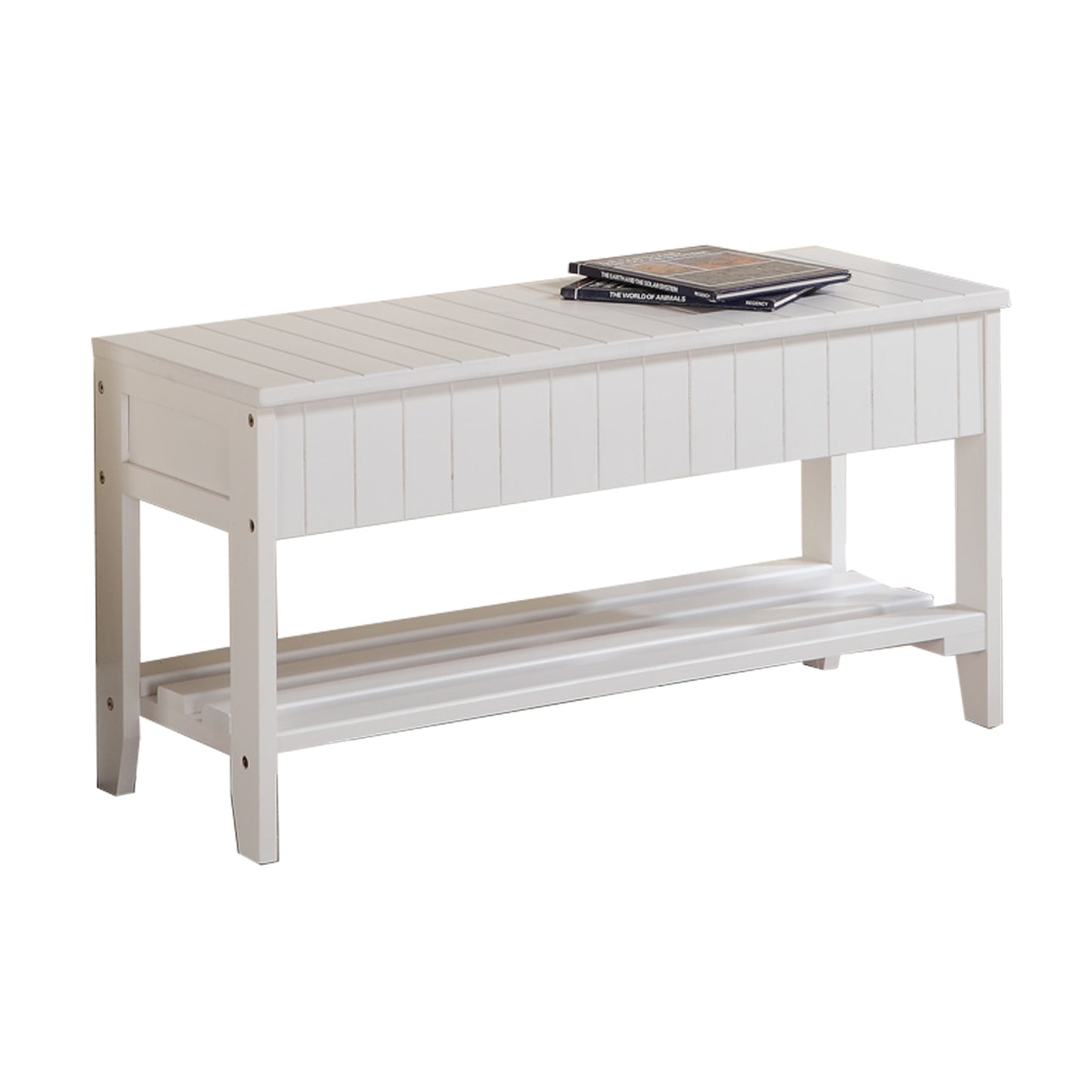 Chic White Wooden Shoe Bench with Storage