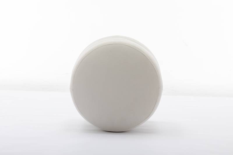 Ivory Velvet Round Ottoman
