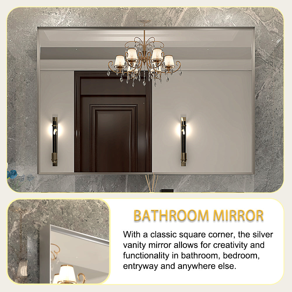 Sleek Silver Beveled Wall Mirror