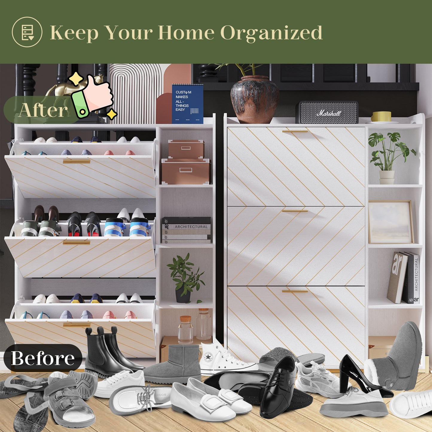 Sleek Shoe Organizer with Hidden Drawers