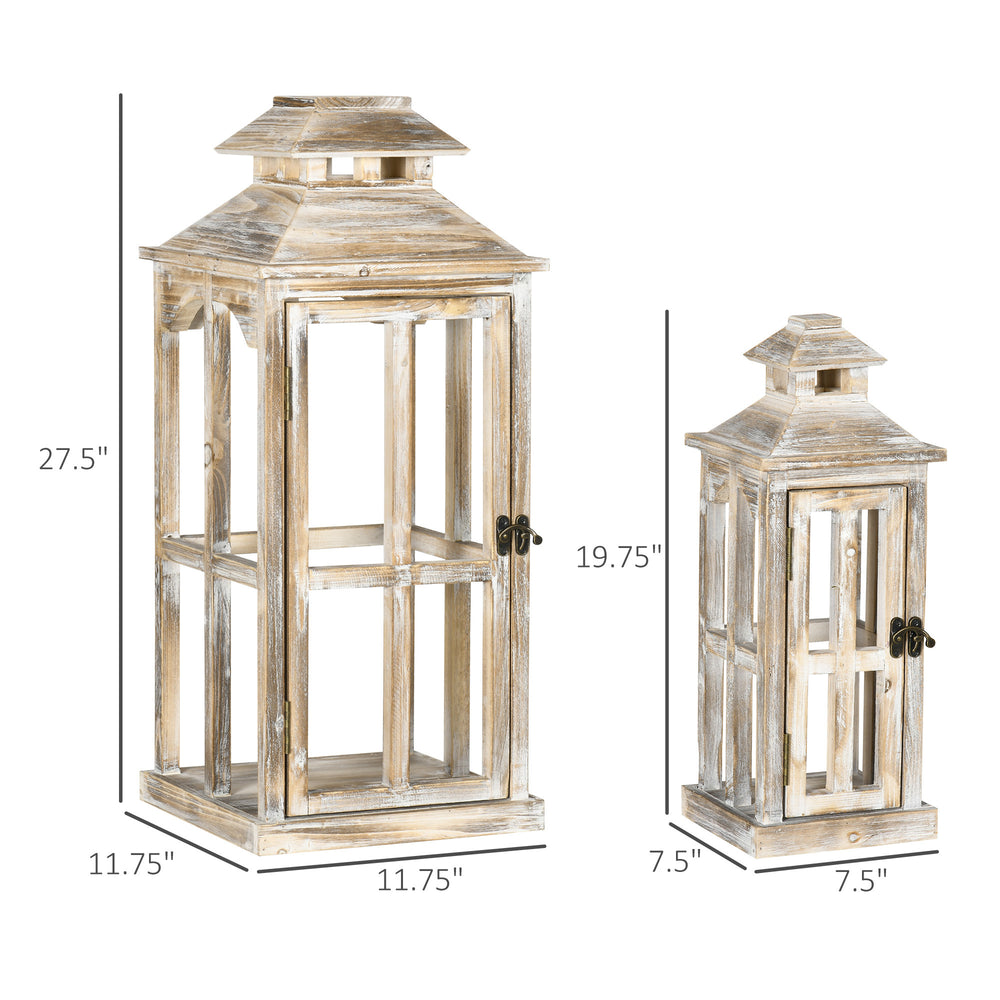 Rustic Wooden Lantern Set