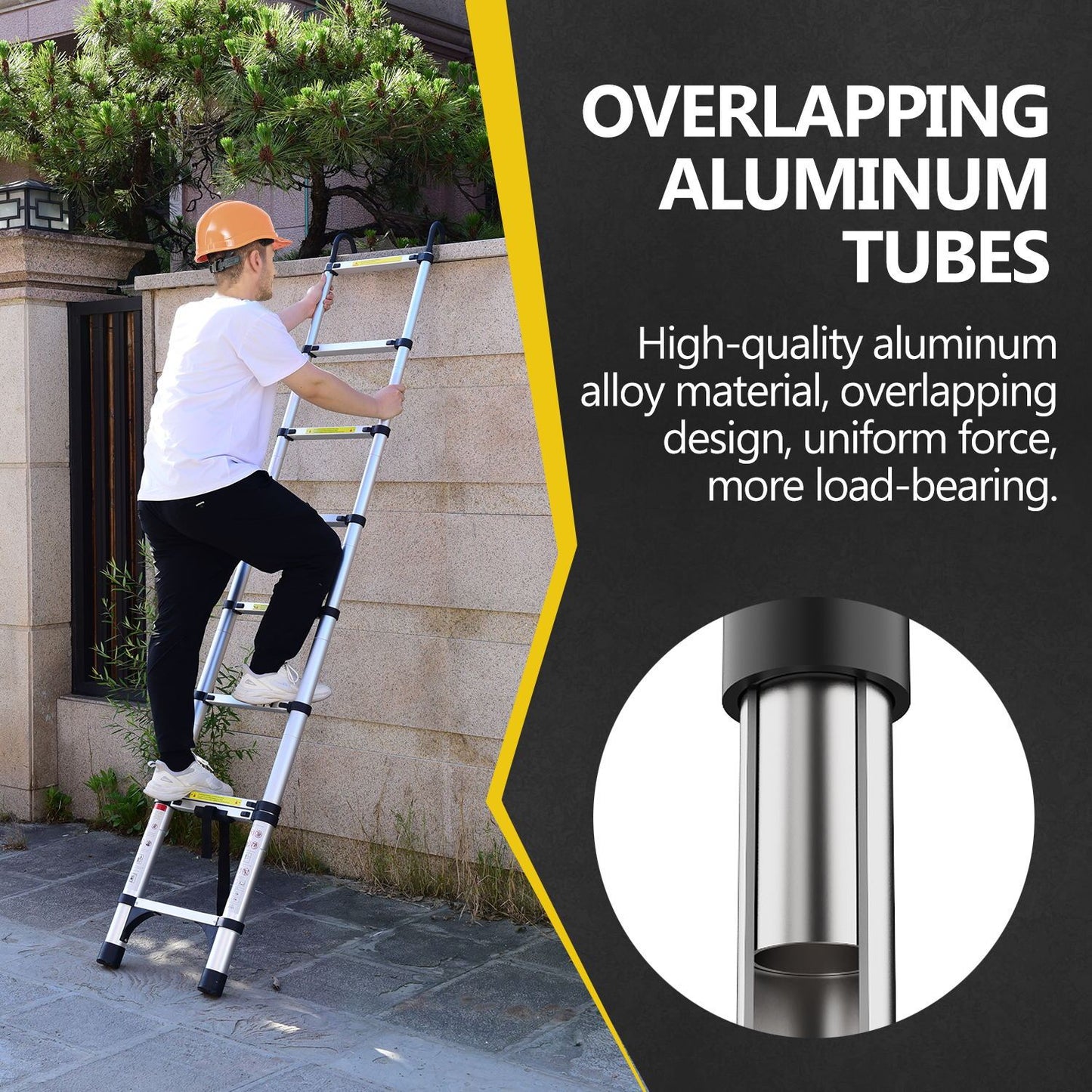 Versatile Telescopic Ladder with Stabilizers and Hooks