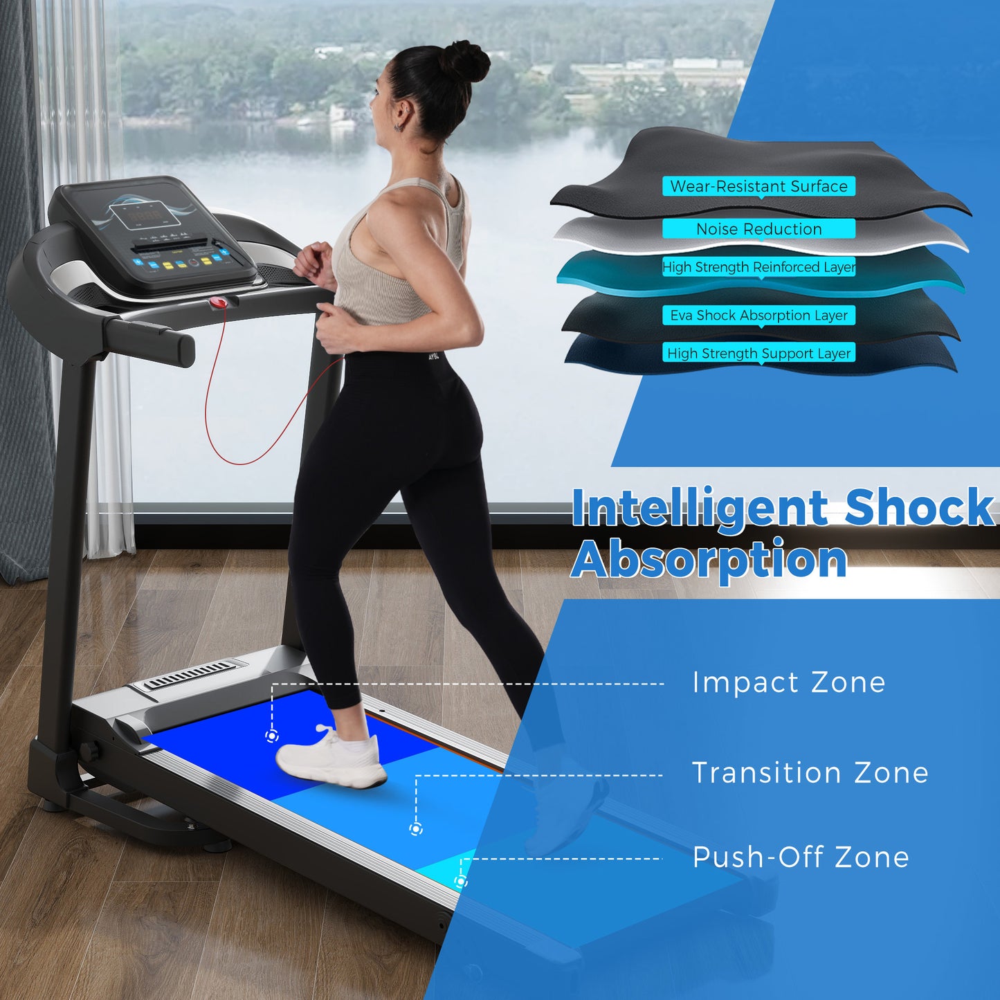 Foldable Fitness Treadmill with Speakers & Adjustable Incline