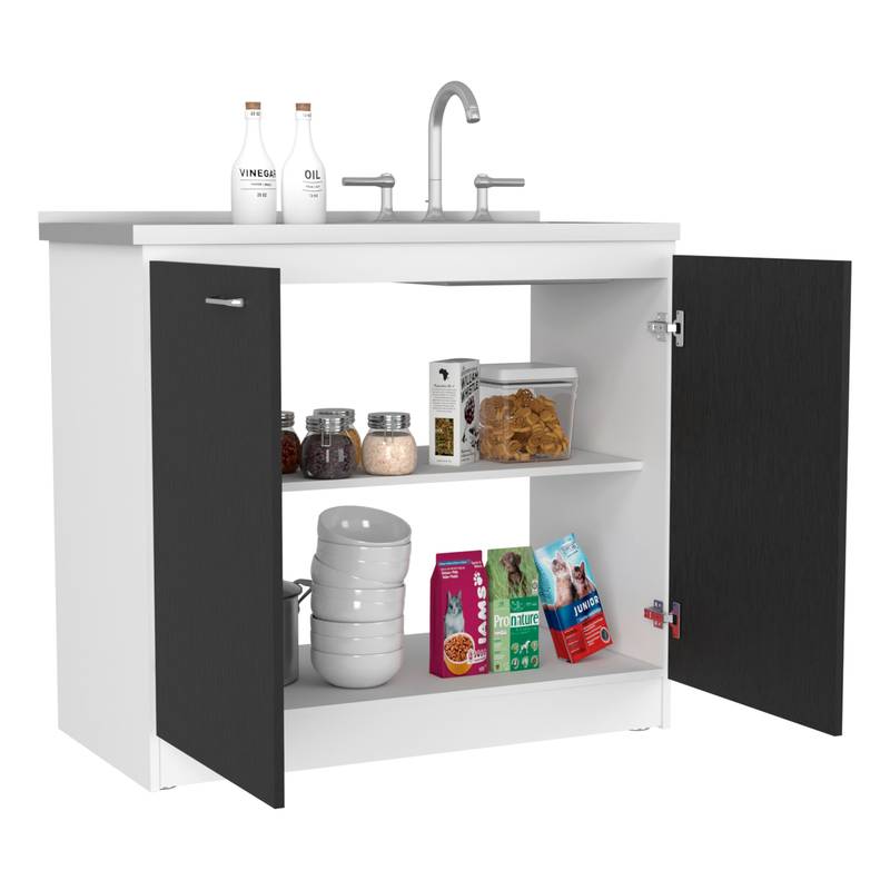 Stylish Utility Sink in White and Black