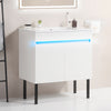 Sleek White Wall-Mounted Vanity with Sensor Light & Ample Storage