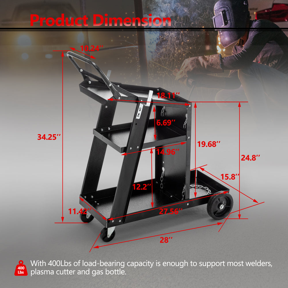 Welding Wizard Cart: Heavy-Duty Rolling Storage with Swivel Wheels