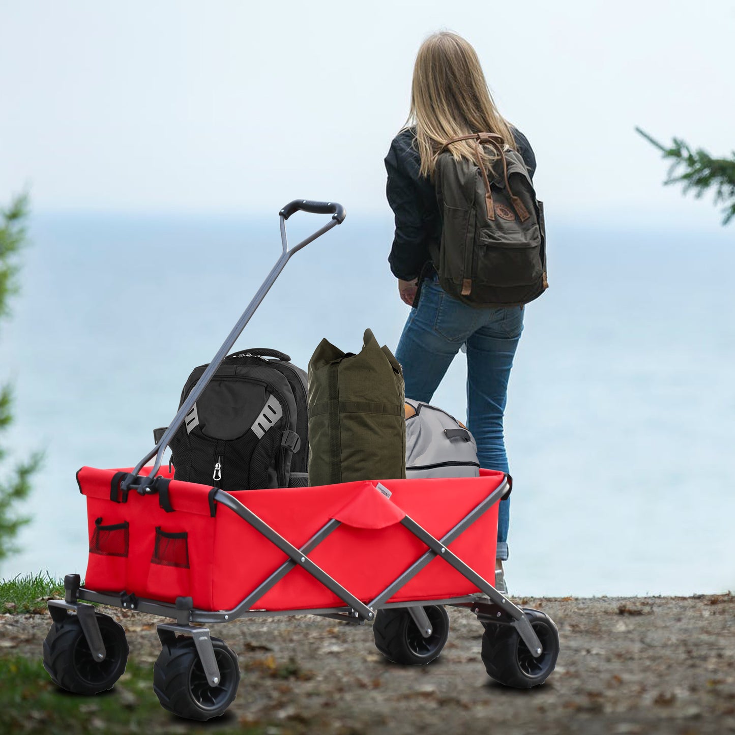 Colorful Foldable Garden Trolley & Picnic Wagon