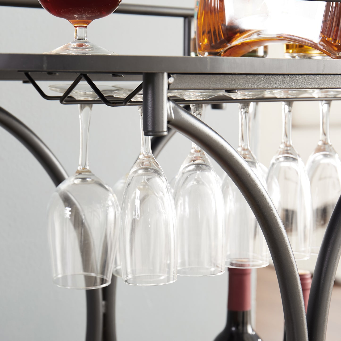 Chic Retro Bar Cart with Wine Rack & Glass Holder