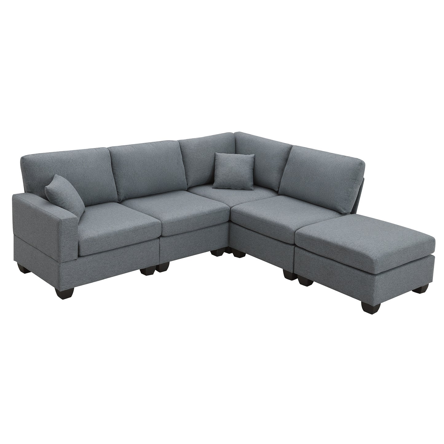 Stylish Modular Sectional Sofa with Convertible Ottoman