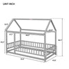Cozy House-Style Twin Bed with Guardrails in Grey