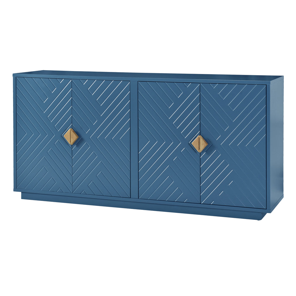 Chic Navy Sideboard with Stylish Handles & Adjustable Shelves