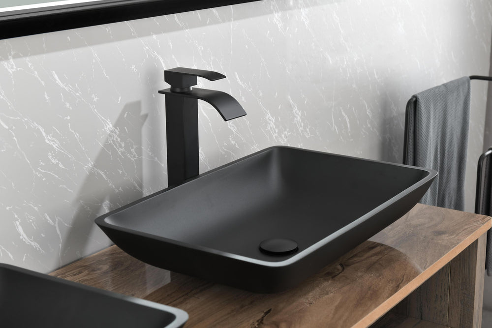 Sleek Black Vessel Sink Set