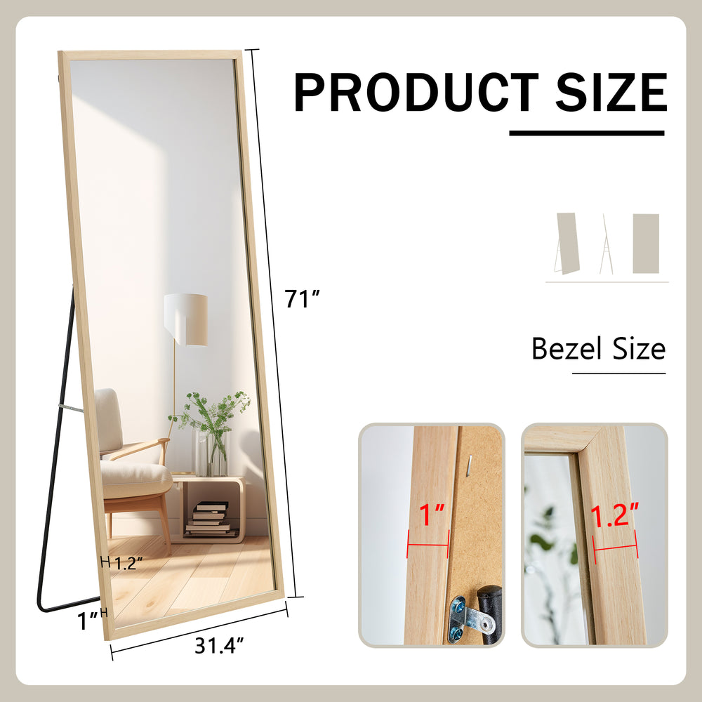 Elegant Full-Length Solid Wood Mirror