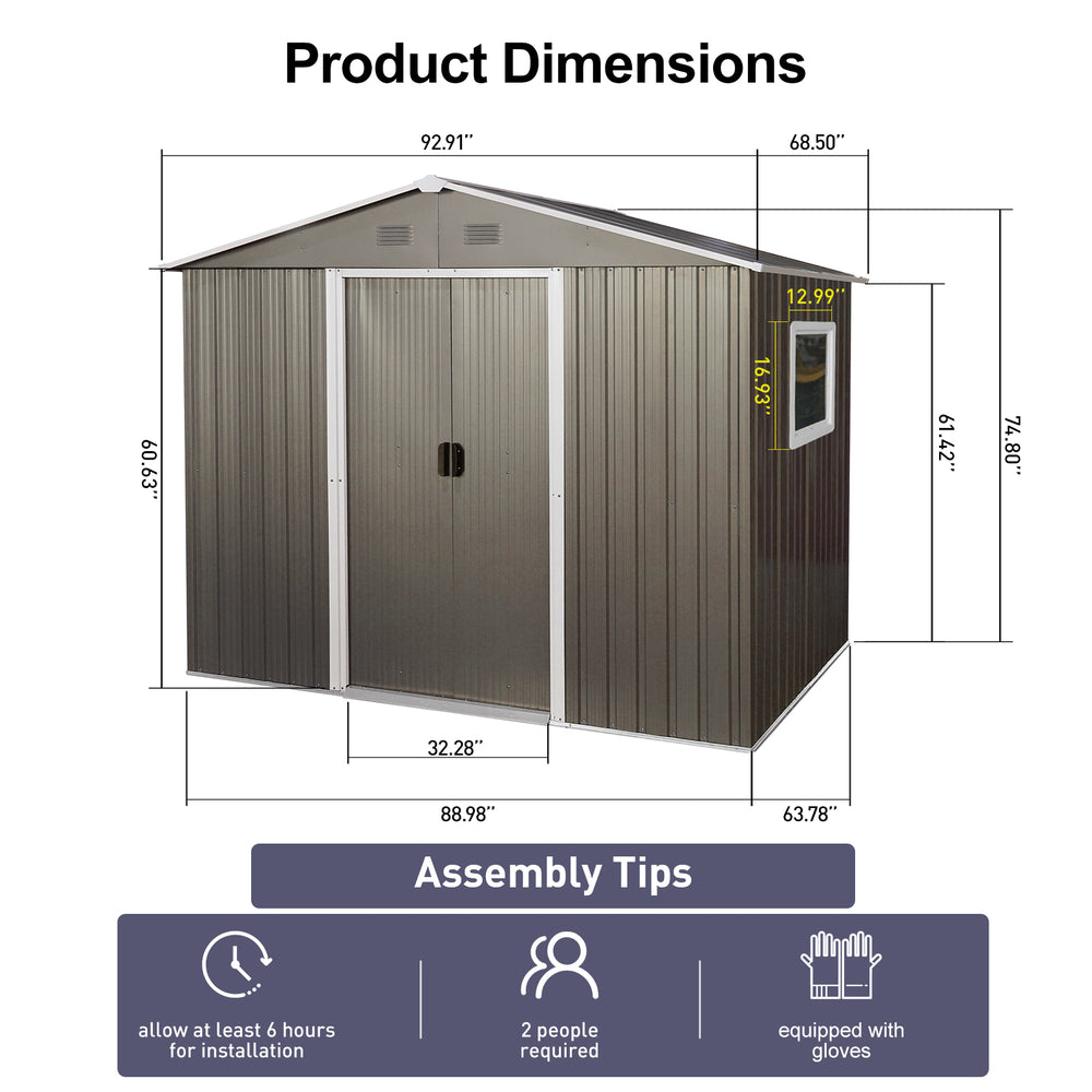 Spacious Grey Outdoor Storage Shed with Window