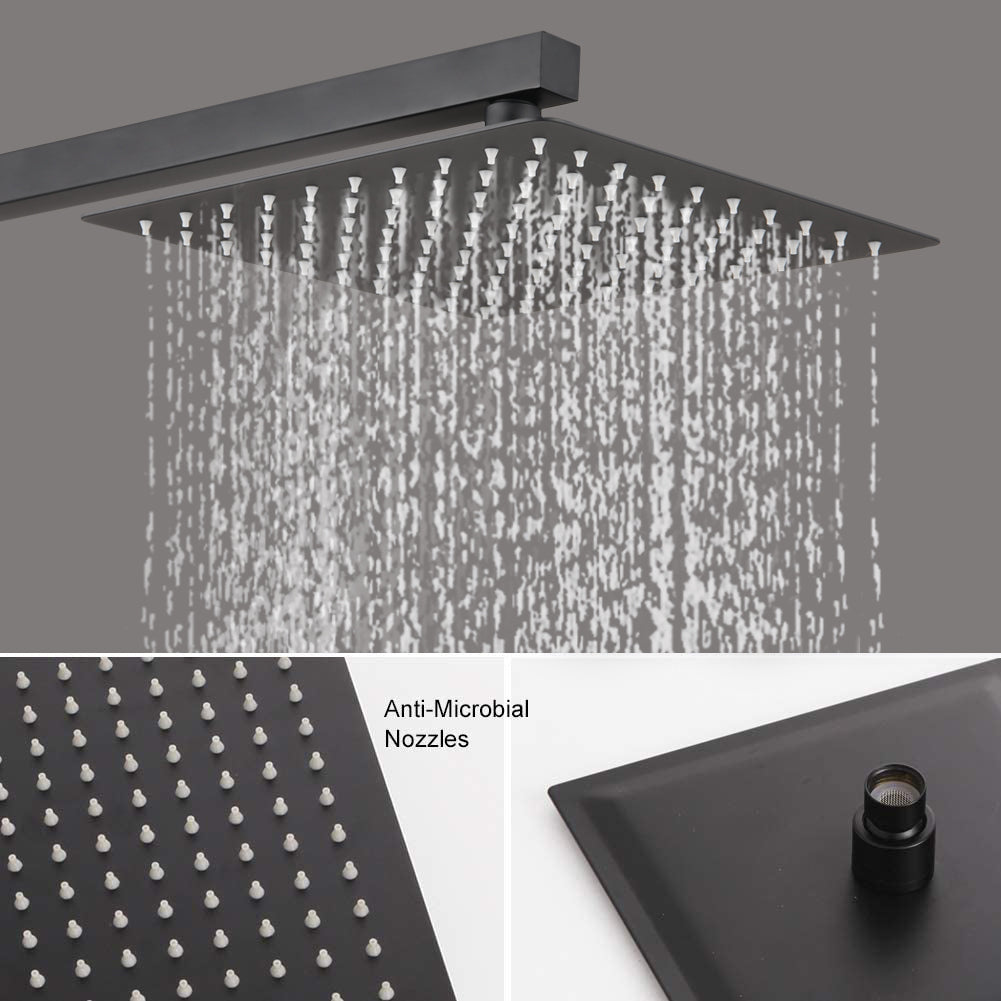 Sleek Matte Black Rain Shower Set