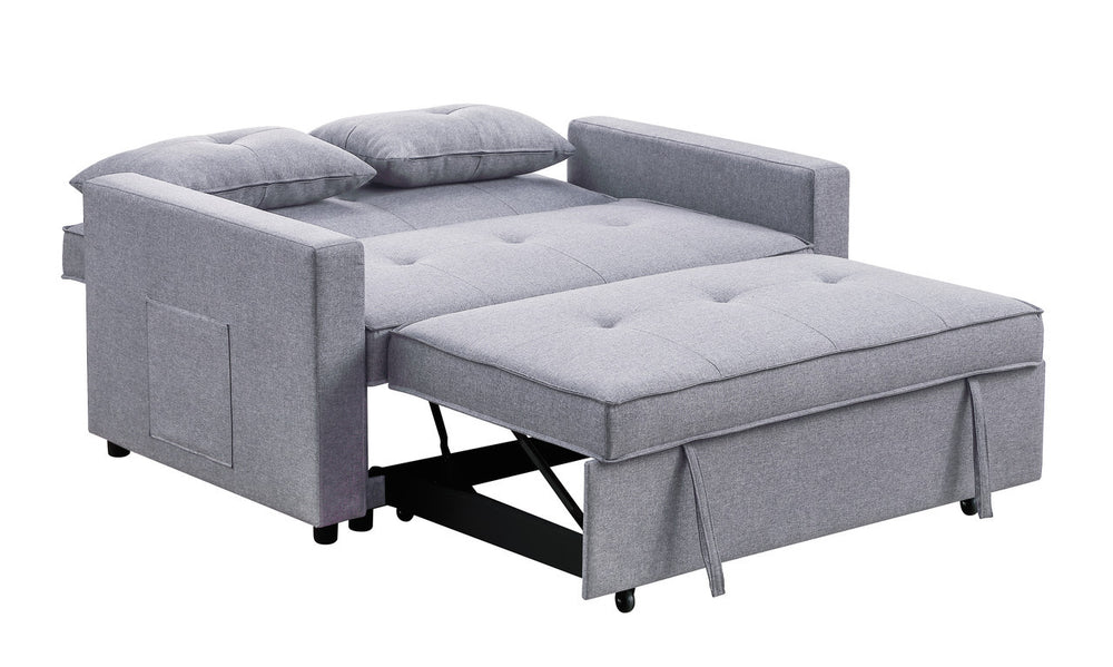 Cozy Light Gray Sleeper Loveseat with Pocket