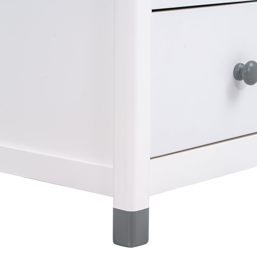 Charming Kids' Nightstand with Two Drawers in White and Gray