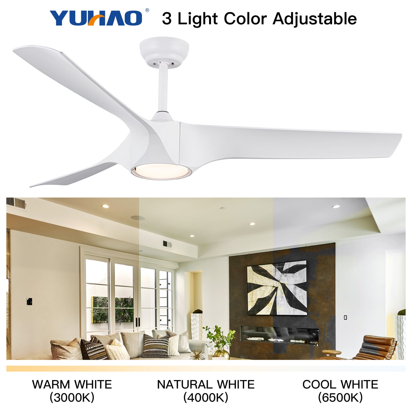 Sleek White LED Ceiling Fan