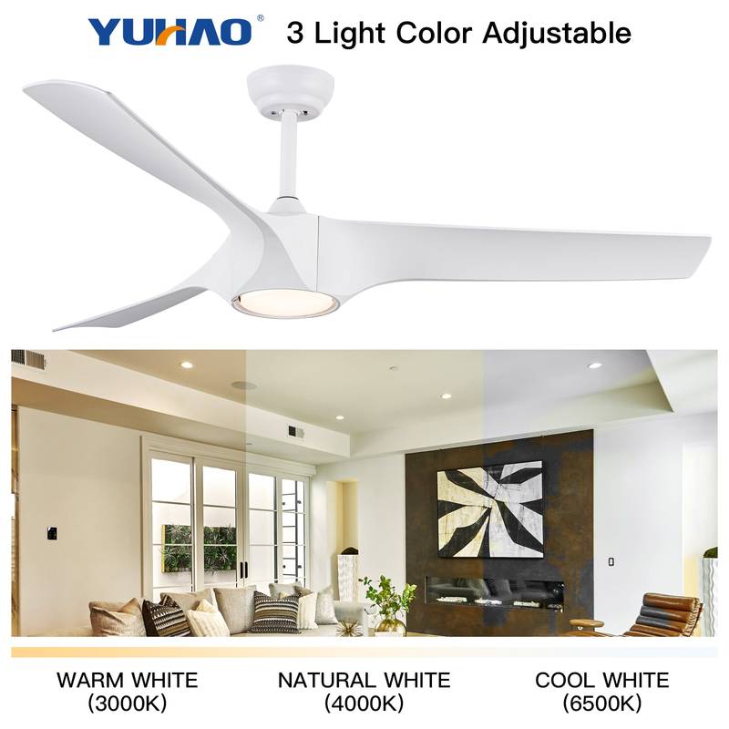 Sleek LED Ceiling Fan with White Blades