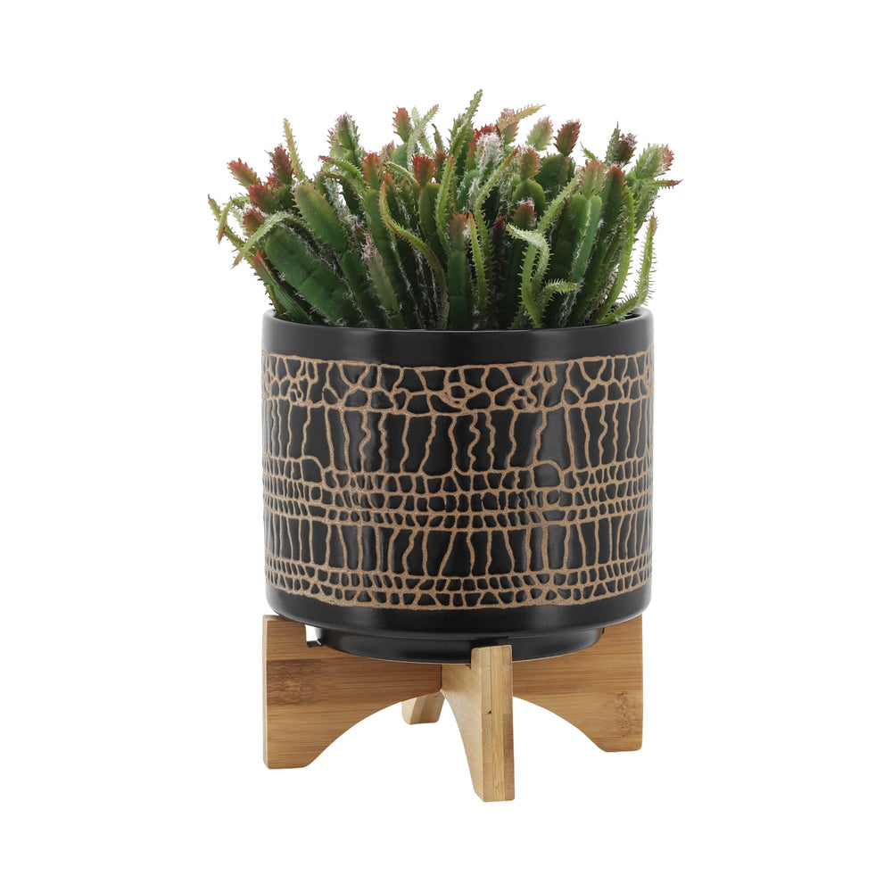 Stylish Black Planter with Stand