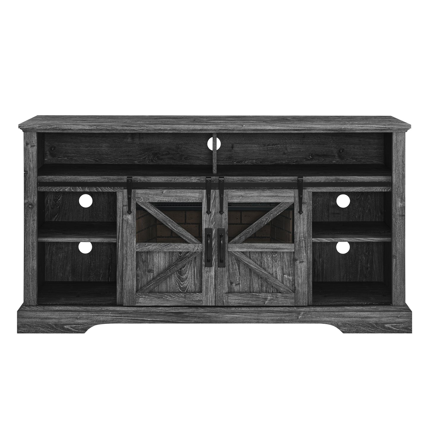 Cozy Dark Oak Electric Fireplace TV Stand