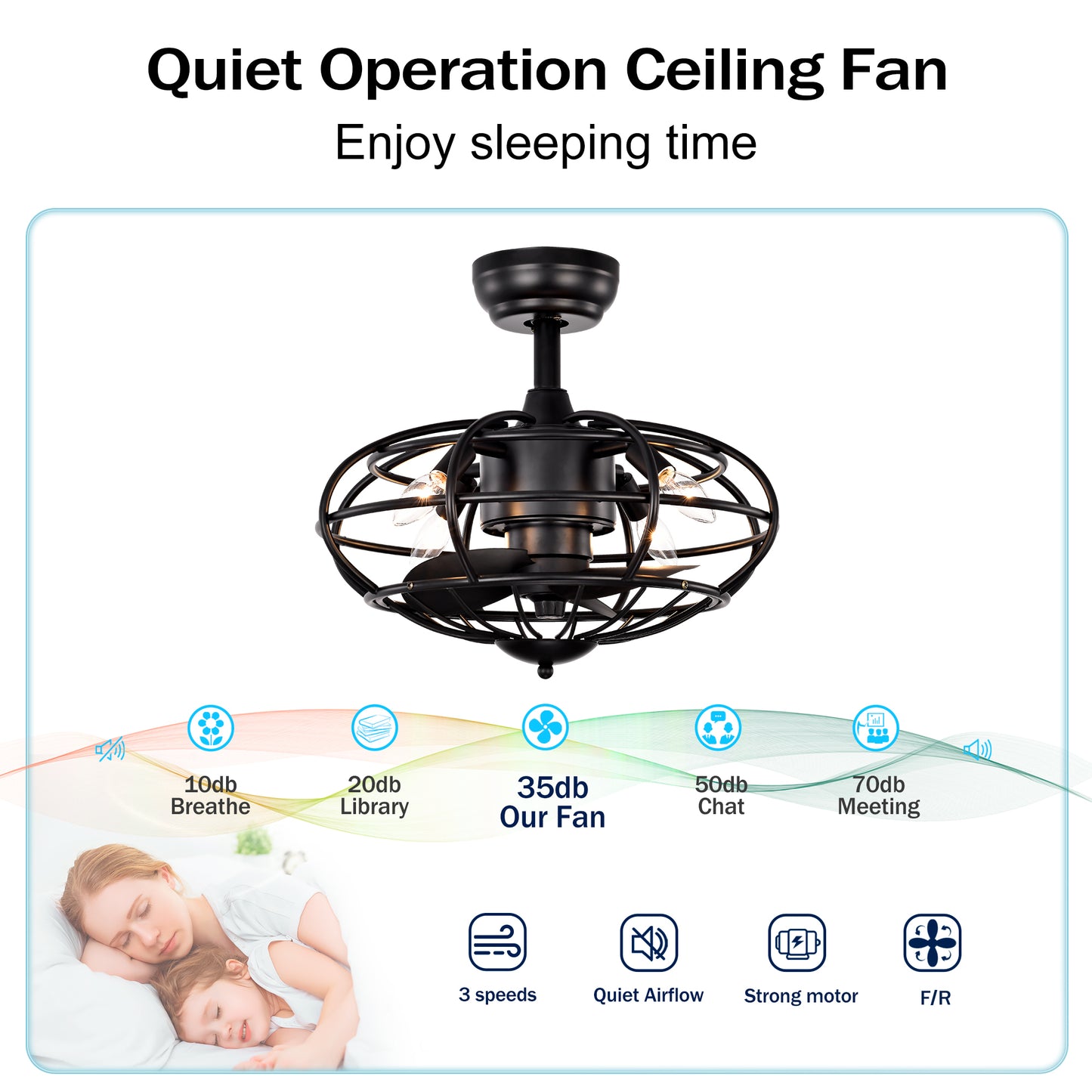 Cozy Caged Ceiling Fan with Remote - Perfect for Any Room!