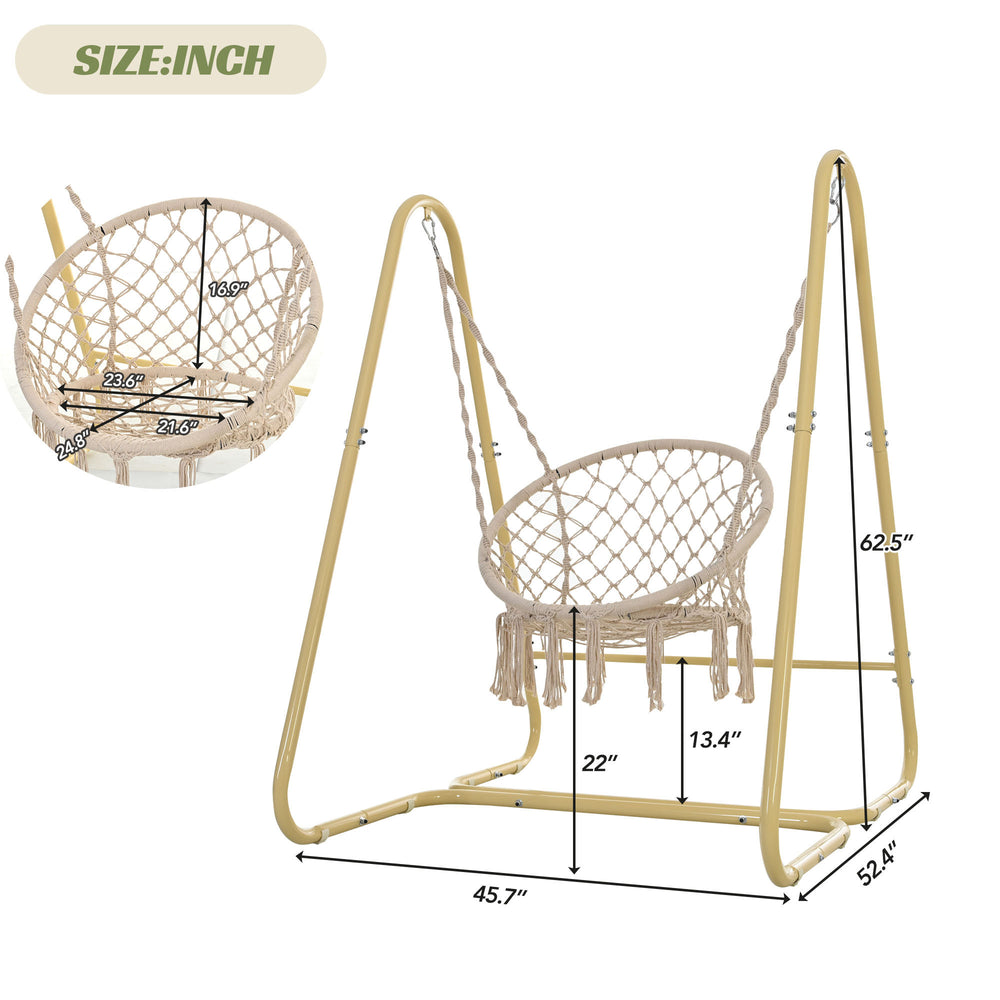 Cozy Macrame Swing Chair with Stand