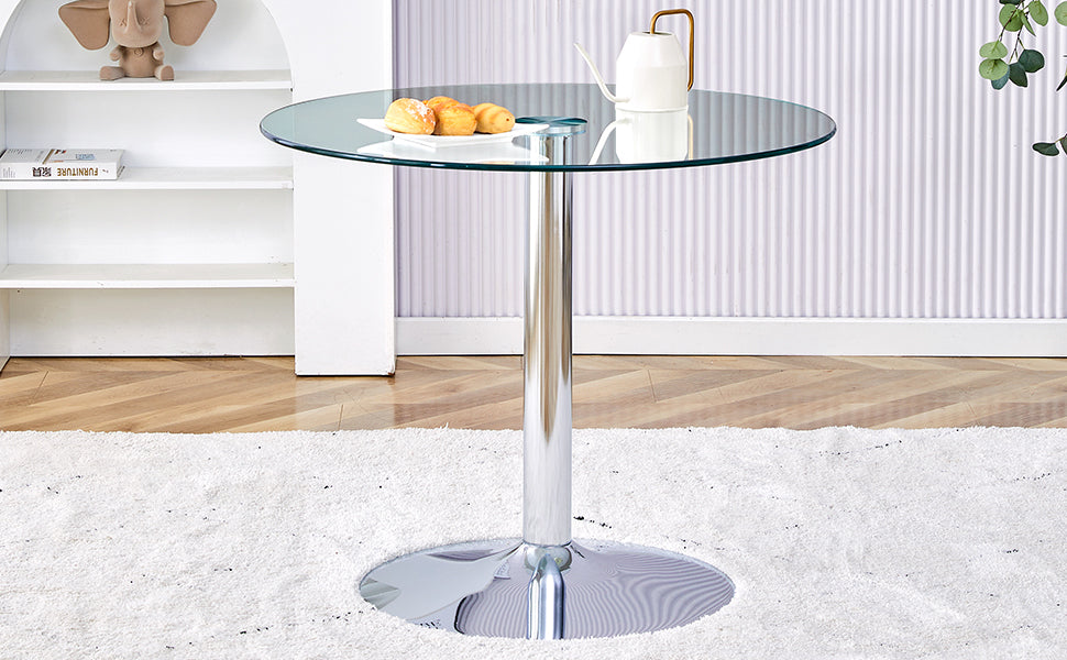 Sleek Silver Round Dining Table