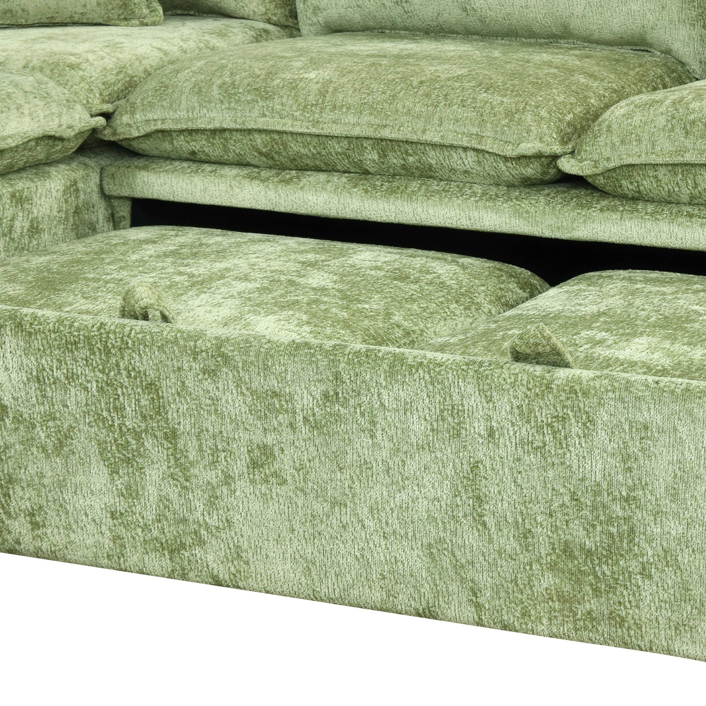 Cozy Green Convertible Sofa Bed with Storage & USB Charging