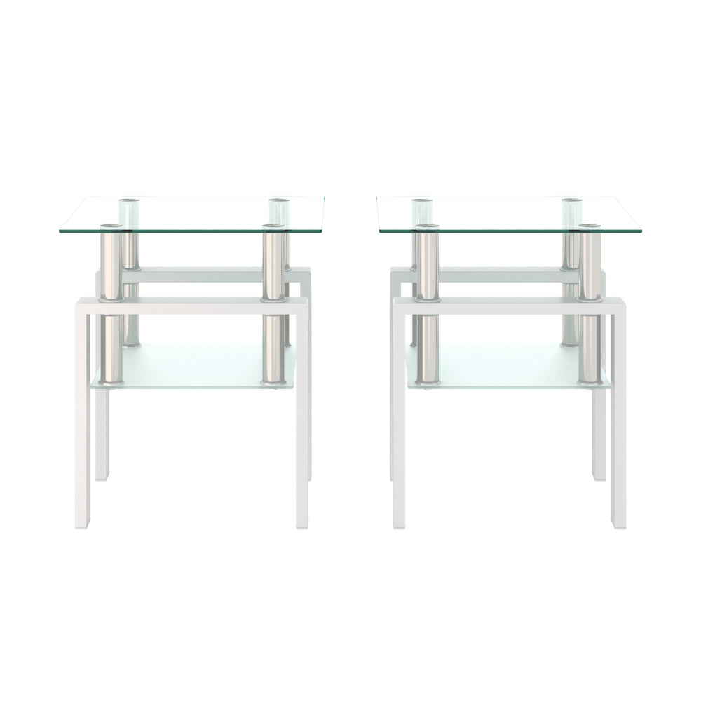 Chic Glass Side Tables Set