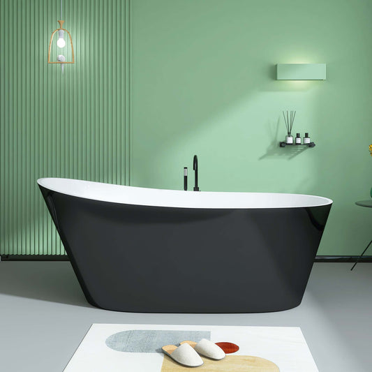 Elegant Oval Soaking Tub - Freestanding with Chrome Drain