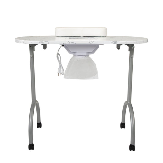 Travel-Friendly Nail Table with Dust Collector and Wheels