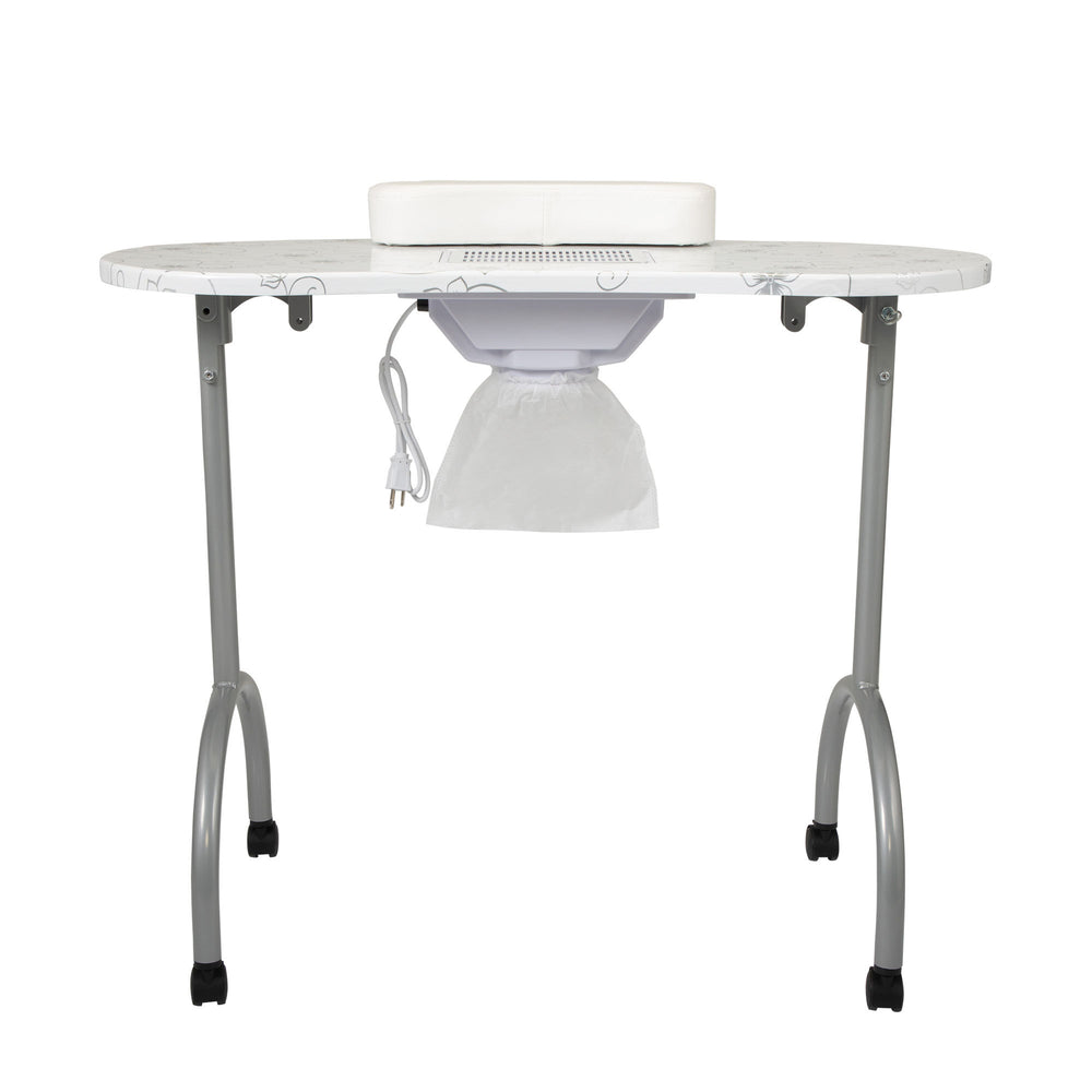 Travel-Friendly Nail Table with Dust Collector and Wheels