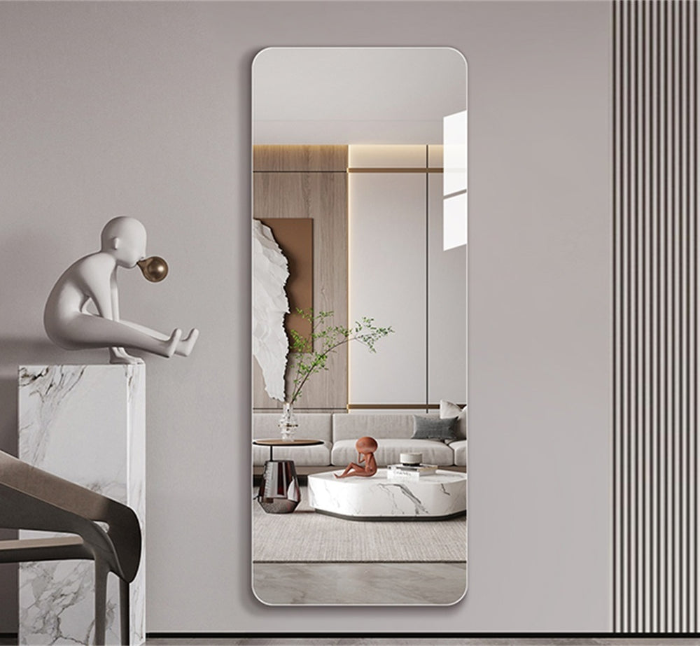 Elegant Round Corner Full Body Mirror - Stylish & Safe for Any Room