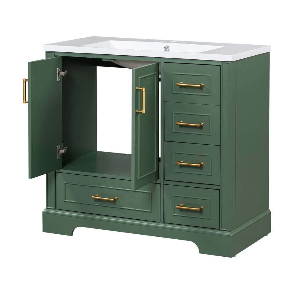 Charming Green Bathroom Vanity Set with Resin Sink