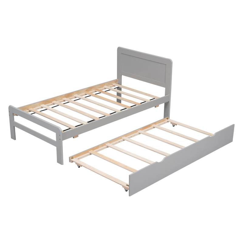 Chic Grey Twin Bed with Trundle