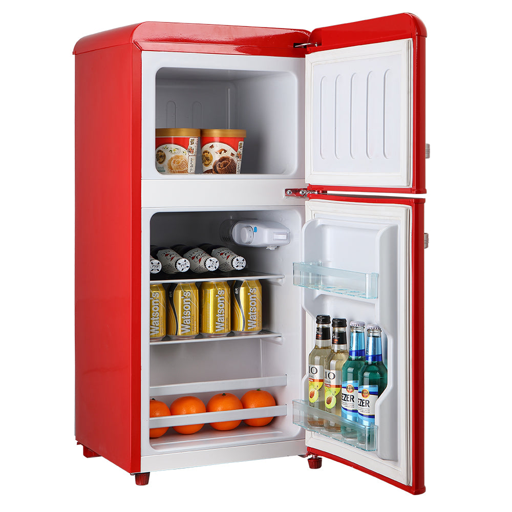 Chic Red Mini Fridge with Freezer – Perfect for Any Space!