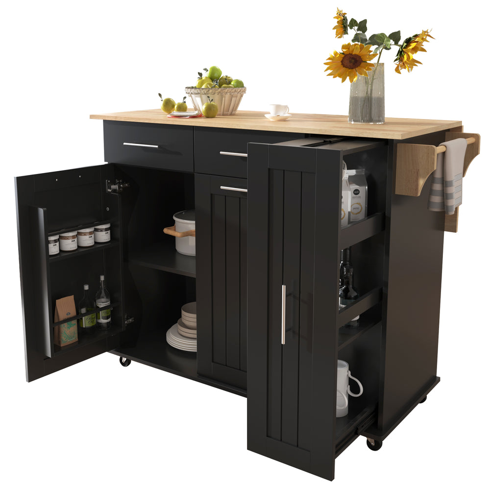 Versatile Rolling Kitchen Cart with Drop Leaf and Storage