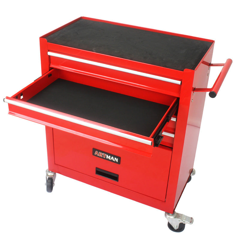 Rolling Red Tool Cart with Four Drawers