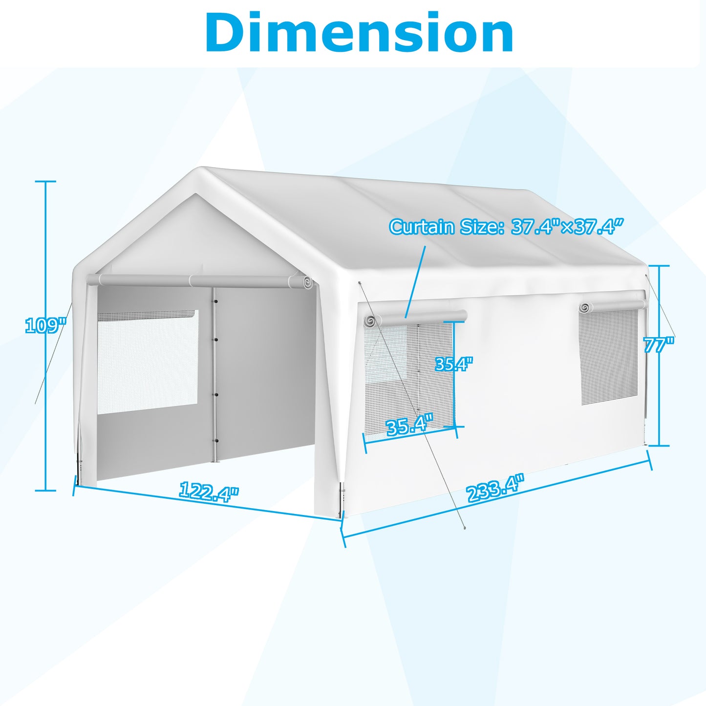 Heavy Duty Boat and Car Canopy with Sidewalls and Ventilation