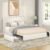 Ivory Boucle Tufted Storage Bed