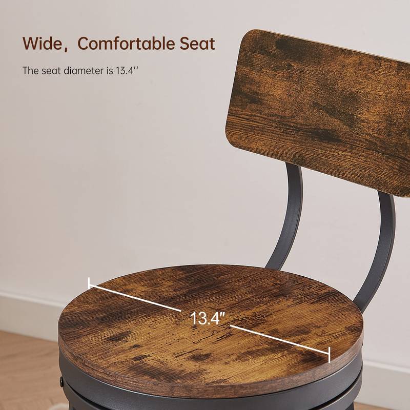 Rustic Swivel Bar Stools – Set of Two